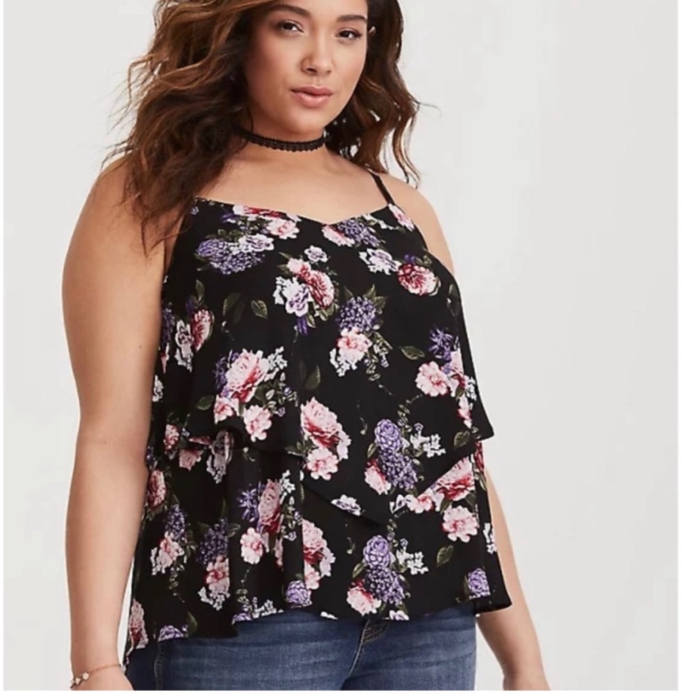 Torrid size 3 Black Floral Pattern Handkerchief Camisole